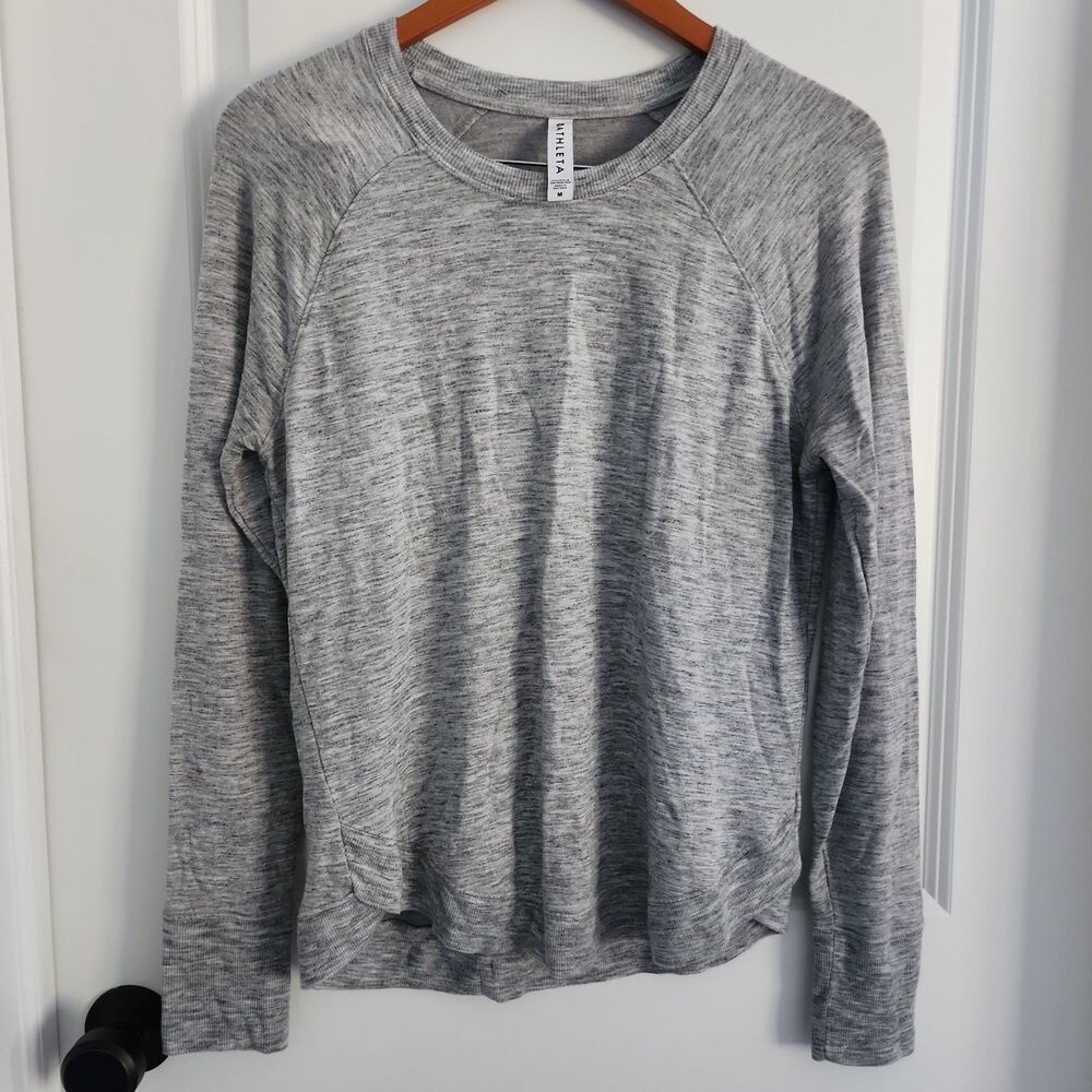 Athleta Criss Cross Sweatshirt Womens Size M Heather Gray Pullover Athleisure